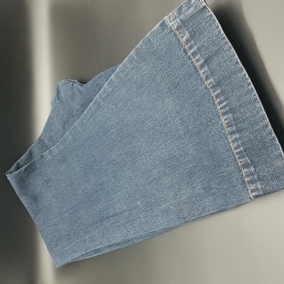 Calvin Klein Jeans Size 10 Embroidered Waist Leather LaceUp Front Wide Leg Jeans - Picture 7 of 13